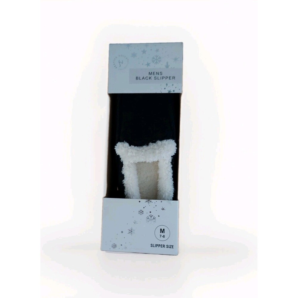 Festive Voice Men's Slippers Black Memory Foam Plush Size Medium 7-8 NEW